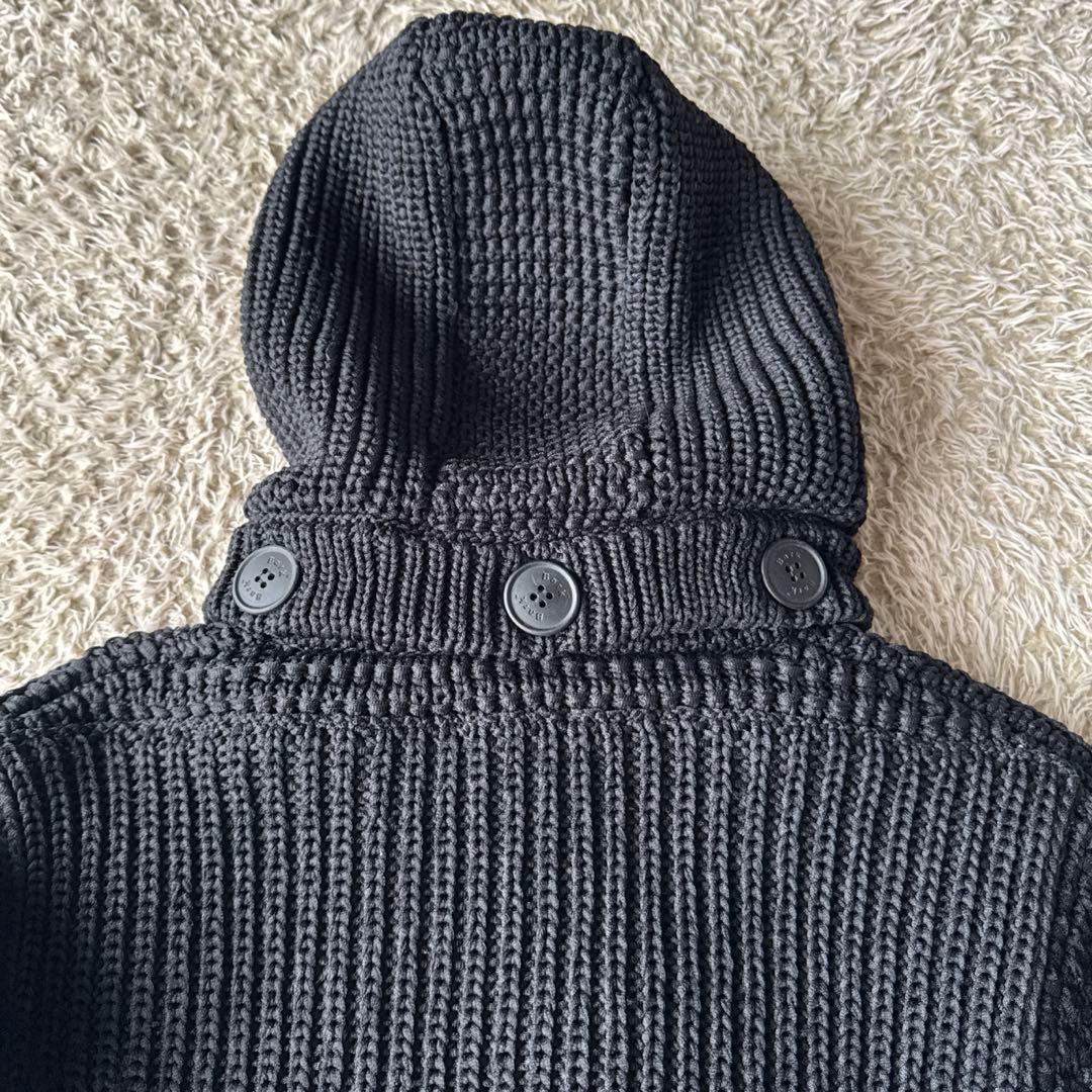 ✨美品✨バーク ニットダッフルコート ブラック フード 秋冬 編み込み