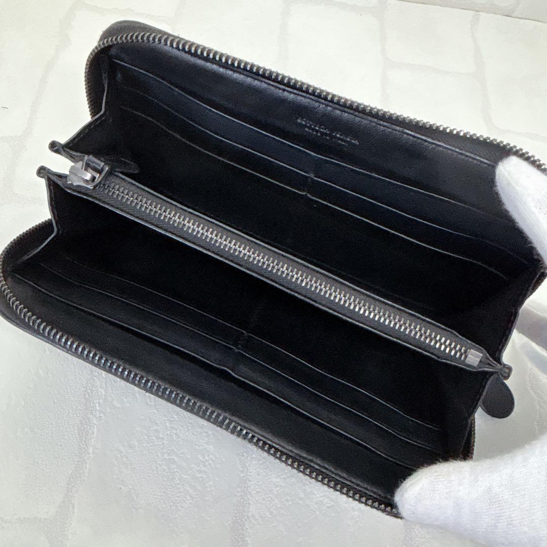 美品✨ボッテガヴェネタ イントレチャート 編み込み レザー 長財布 羊革 黒