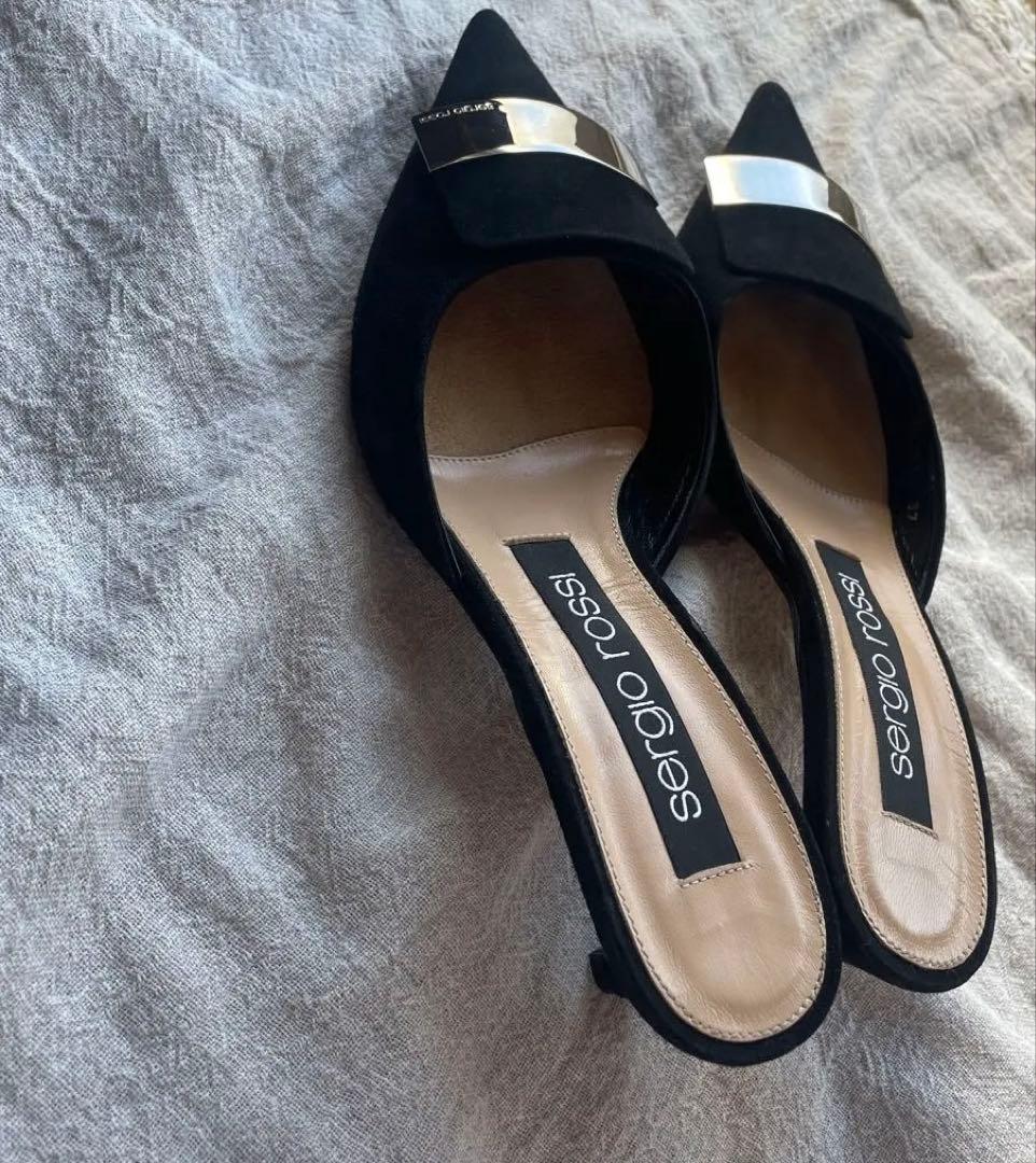 セルジオロッシ SR1 ミュール　パンプス ブラック 23.5cm 黒　37