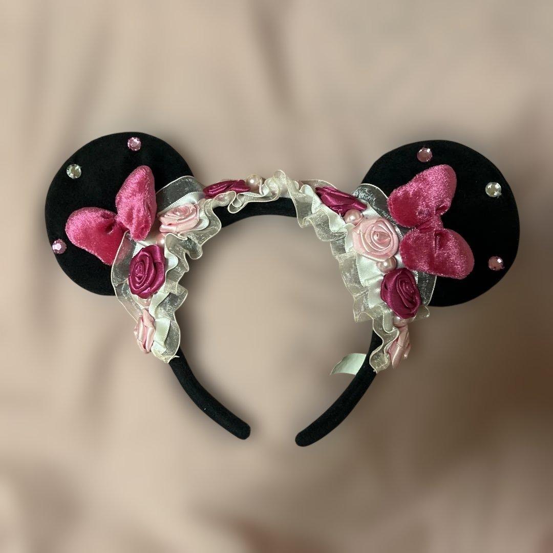 ディズニー カチューシャ ミニー 薔薇 ピンク レア - メルカリ