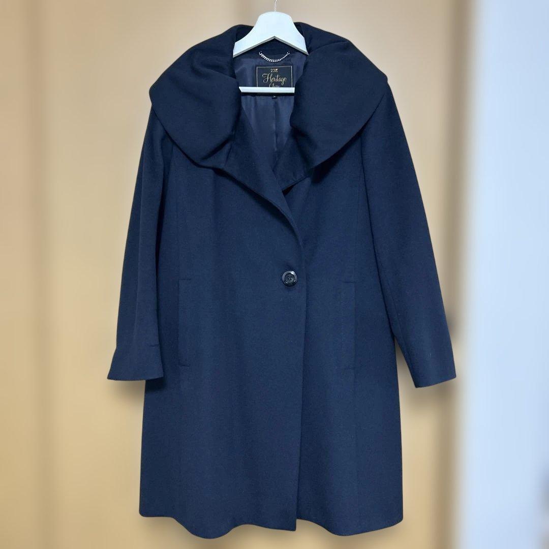 23区 ロロピアーナ ウールショールカラーコート ネイビー 34 - メルカリ