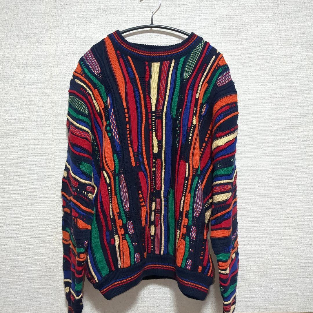 3Dニット マルチカラー カラフル セーター ケーブルニット М COOGI風