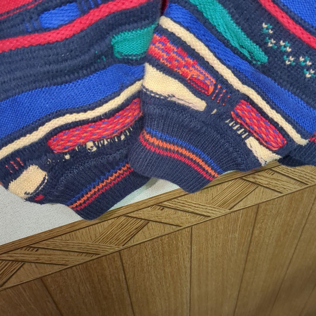 3Dニット マルチカラー カラフル セーター ケーブルニット М COOGI風