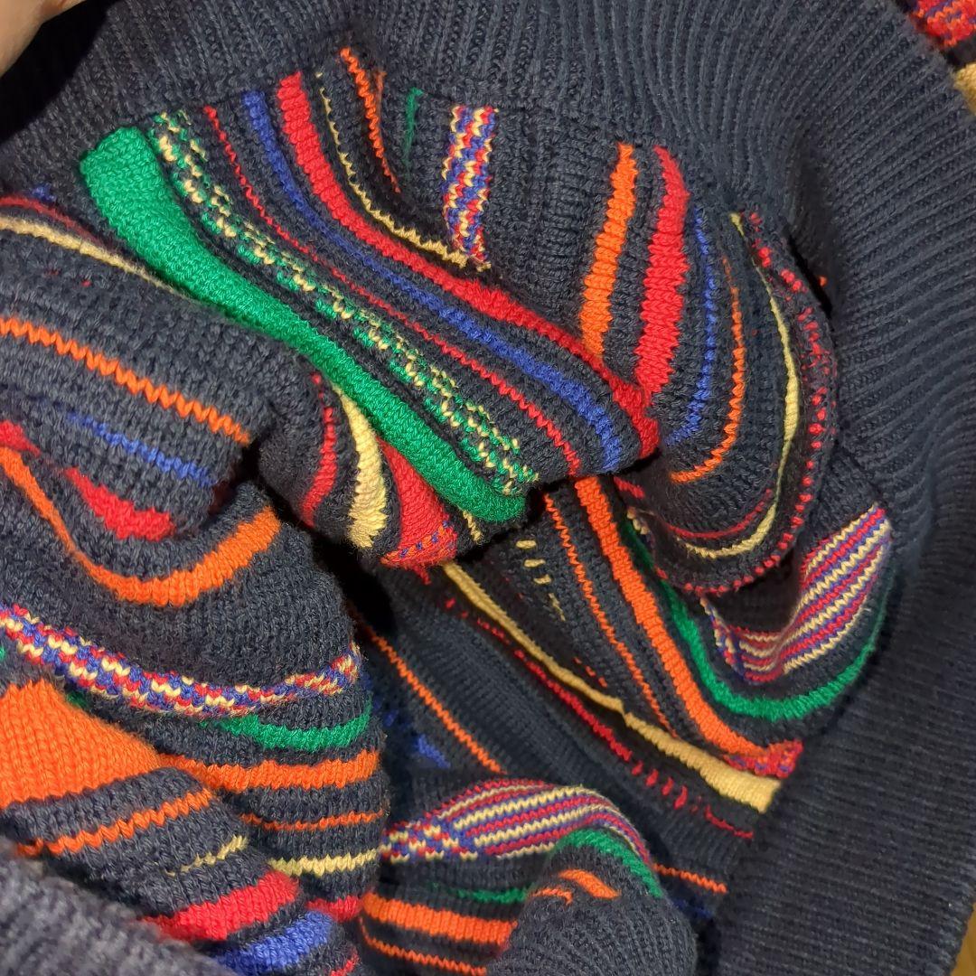 3Dニット マルチカラー カラフル セーター ケーブルニット М COOGI風
