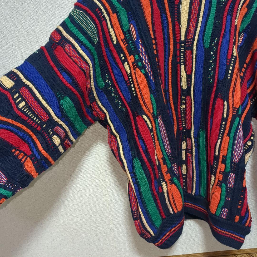 3Dニット マルチカラー カラフル セーター ケーブルニット М COOGI風
