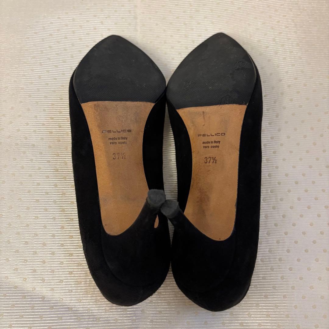 ペリーコ パンプス アネッリ　スエード　黒 ポインテッドトゥ 24.5cm