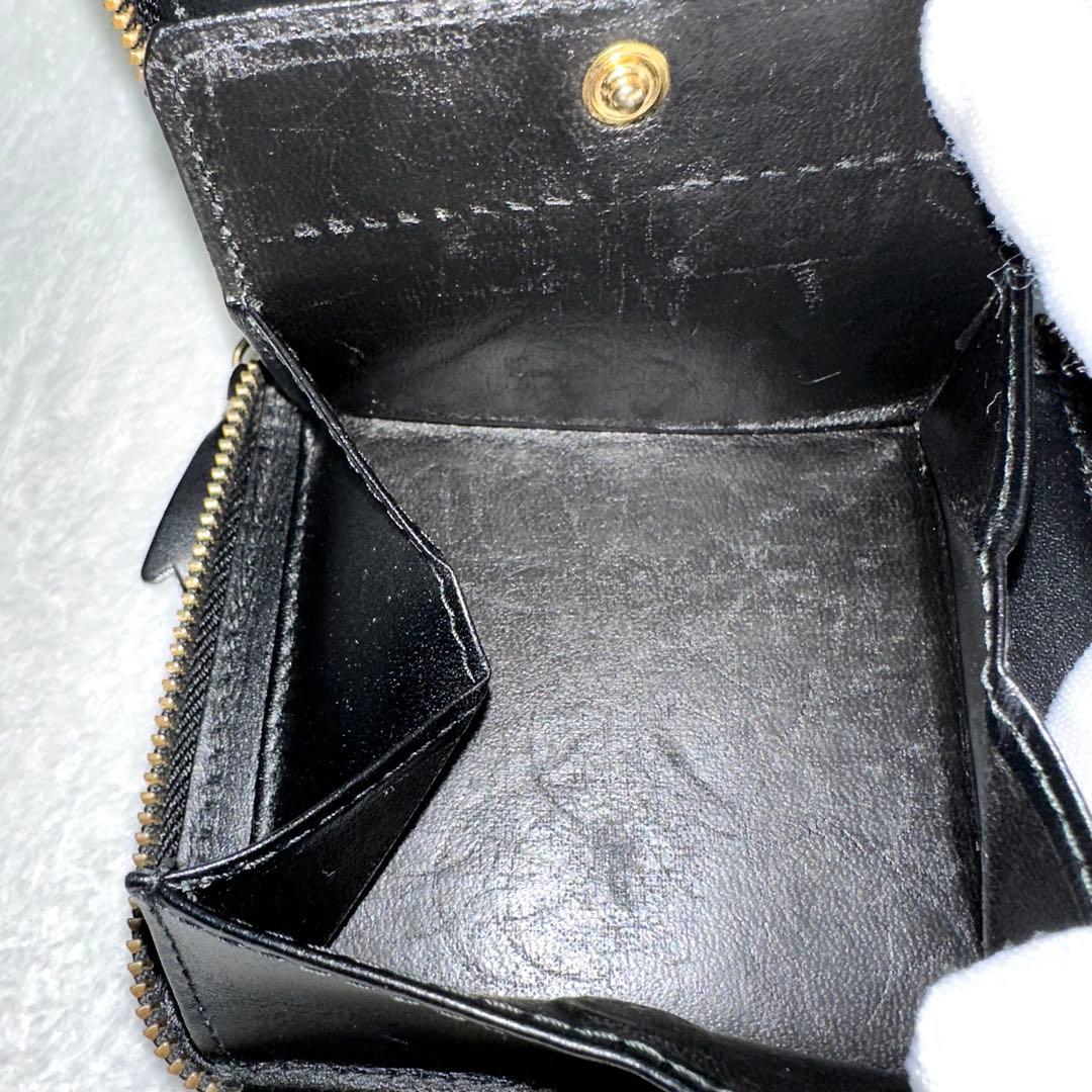 コムデギャルソン ウォレット アウトサイドポケット ラウンドファスナー 黒 本革