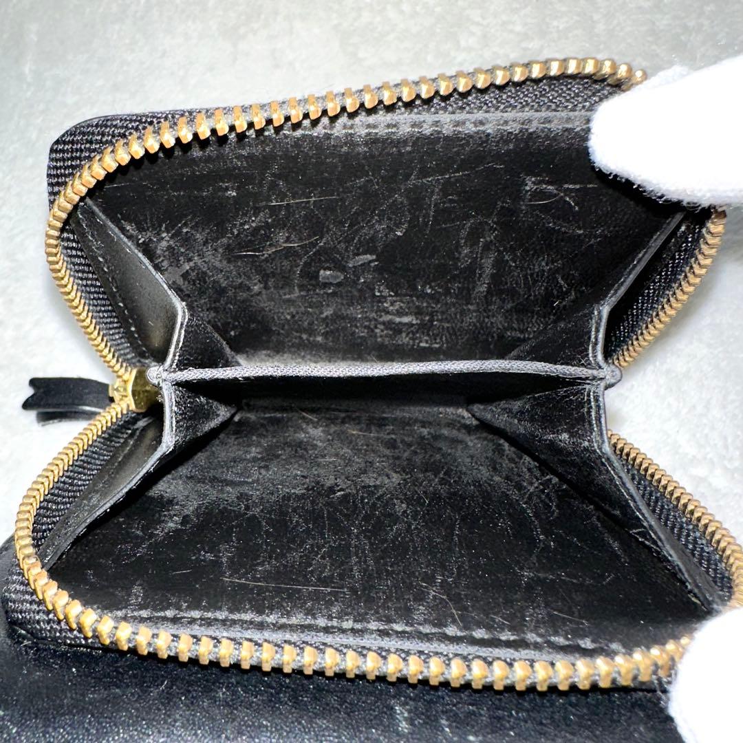 コムデギャルソン ウォレット アウトサイドポケット ラウンドファスナー 黒 本革