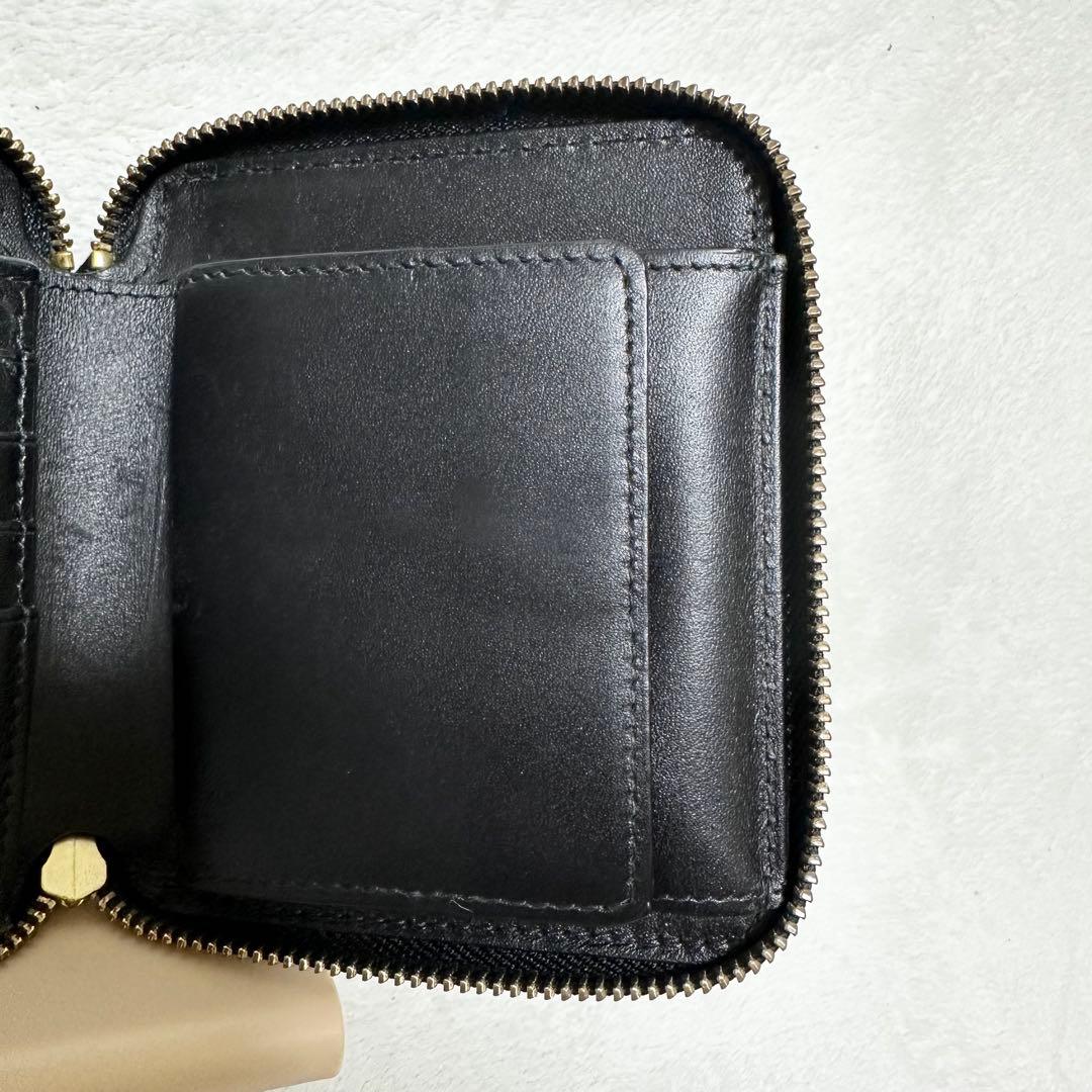 コムデギャルソン ウォレット アウトサイドポケット ラウンドファスナー 黒 本革