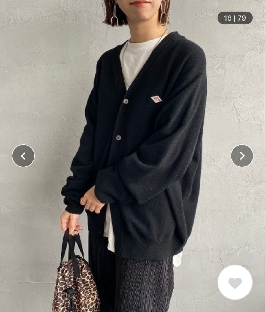 DANTON ラムウール Vネックカーディガン ブラック ユニセックス 40