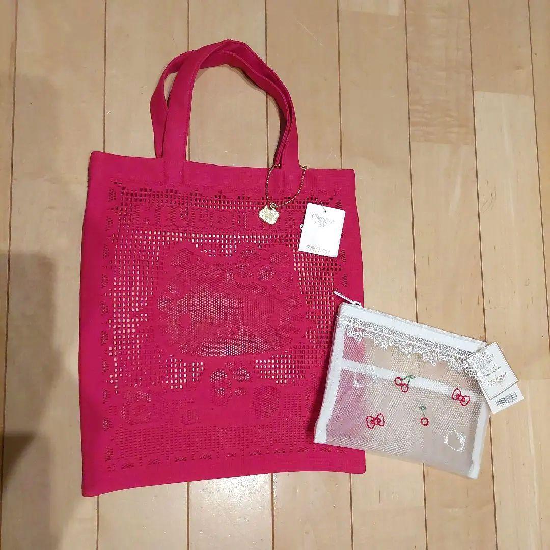 近沢レース×ハローキティ メッシュ バック ファスナーポーチS ☆新品