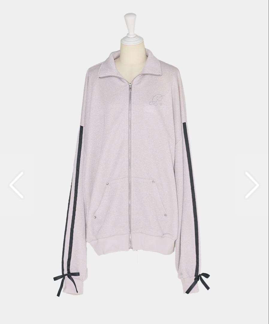 pium ダブルラインビジュープリントジップスウェット ピンク - メルカリ