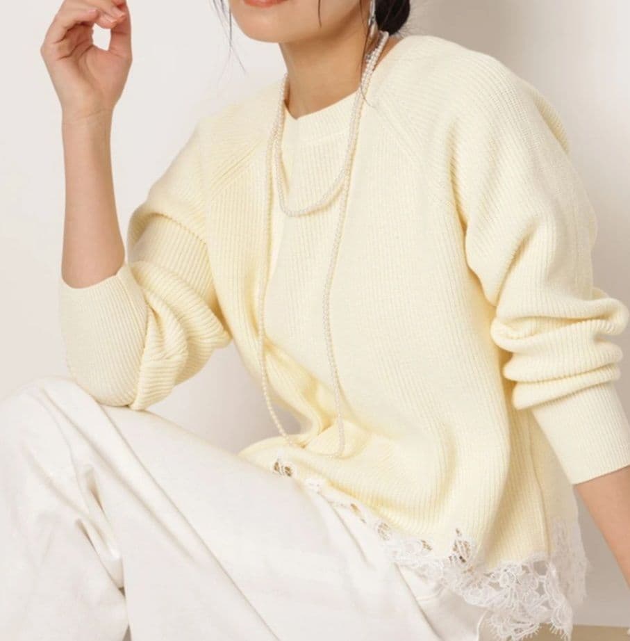 新品♡Arpege story アルページュストーリー 裾刺繡レースニット