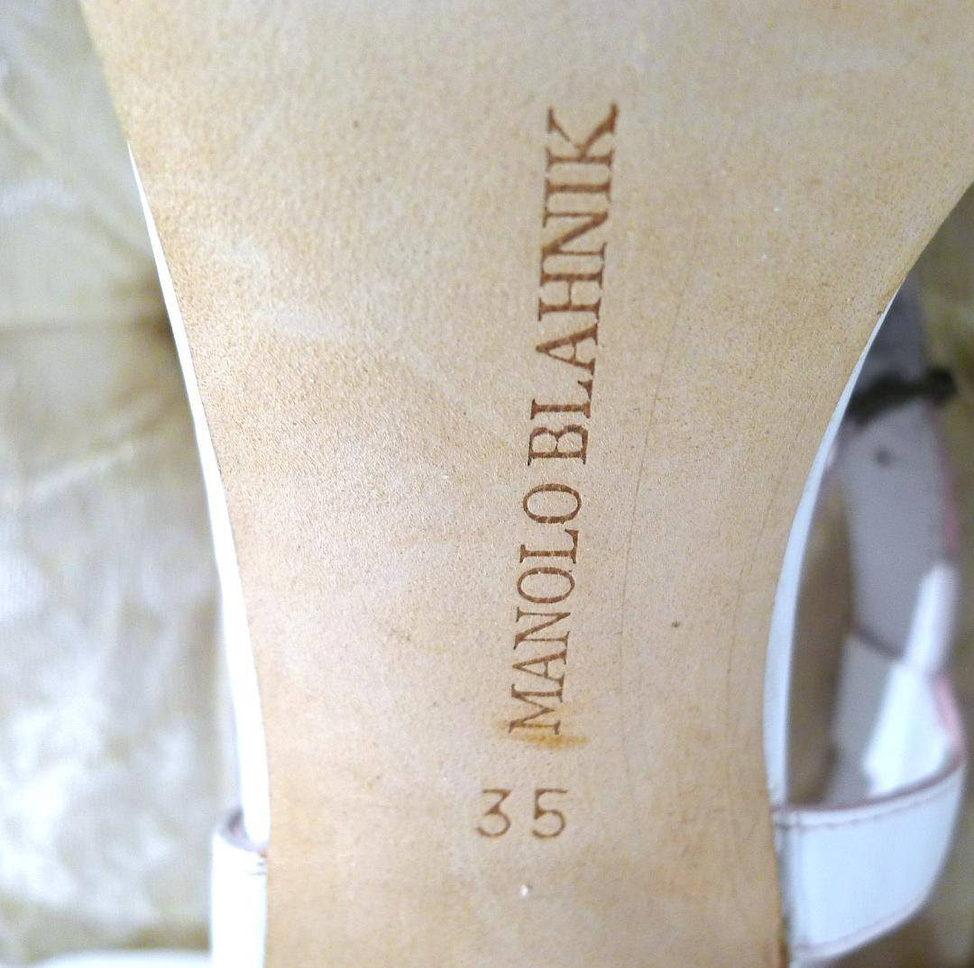 マノロブラニク】ホワイト＆PINKカラーミュールパンプス美品 23