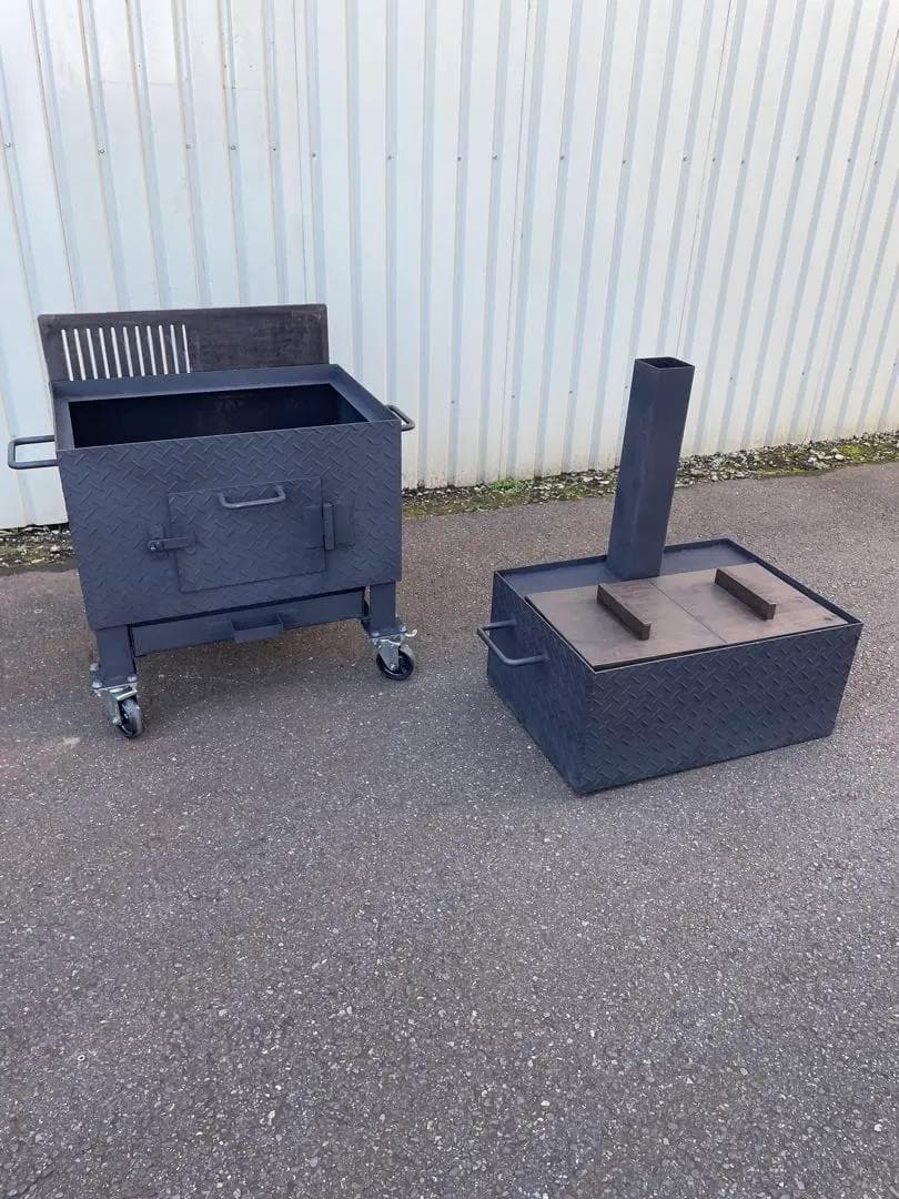 【新品・鉄製】石焼いも焼き機・BBQ鉄板焼き機　※引き取り限定‼