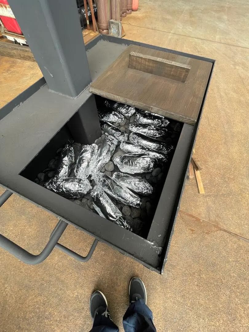 【新品・鉄製】石焼いも焼き機・BBQ鉄板焼き機　※引き取り限定‼