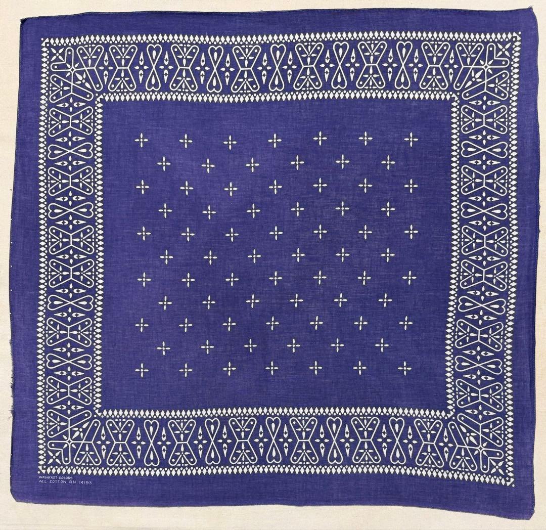 クロス柄 オリジナル ネイビー 紺 RN14193 ビンテージバンダナ 1716