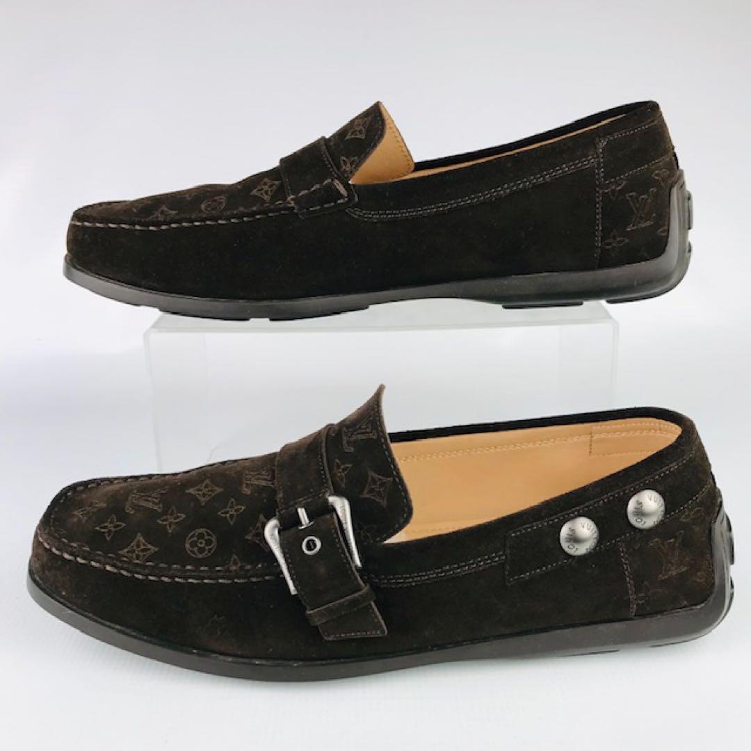 美品☆ルイヴィトン・レザー モノグラム柄 ドライビングシューズ(91/2)