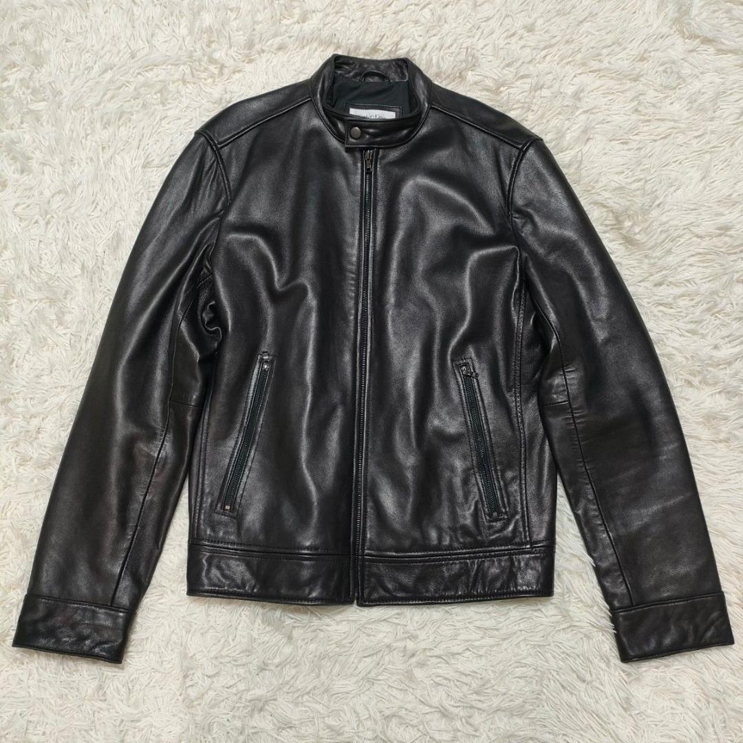カルバンクライン シングルライダース 本革 革ジャン レザージャケット