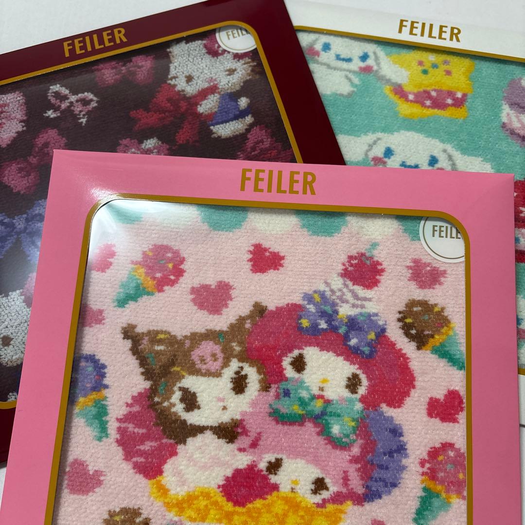 【新品未開封】フェイラー　ハンカチ　サンリオ　マイメロ　キティ　シナモ サンリオオンラインショップ】フェイラーとコラボしたシュニール織