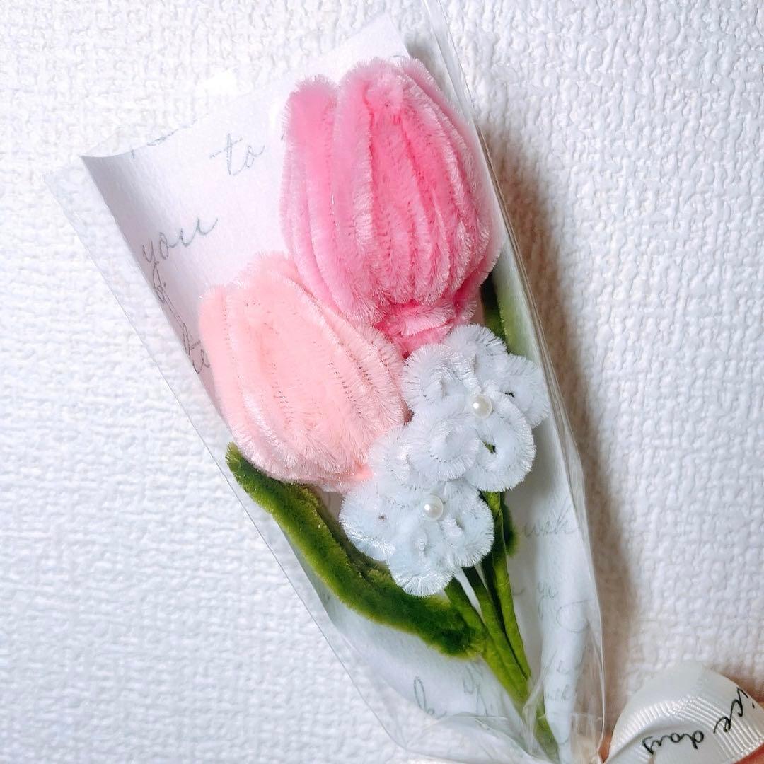 モールフラワー ブーケ チューリップ 花束 枯れないお花 ピンク