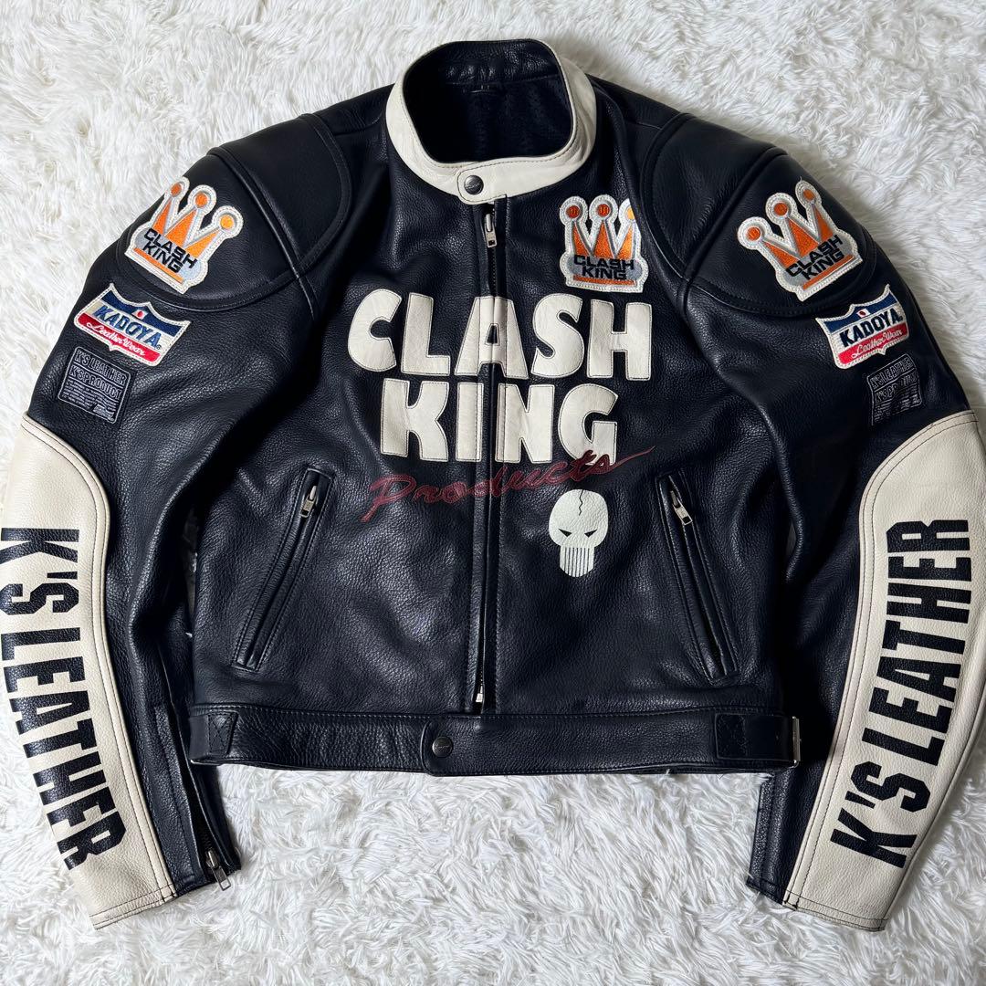 美品/希少✨KADOYA クラッシュキング ライダースジャケット ブラック