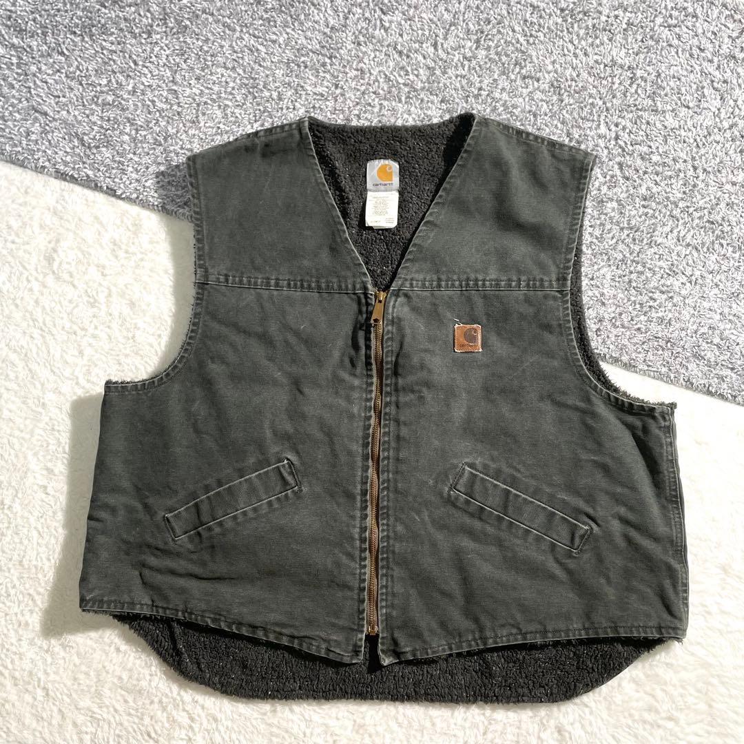 カーハート　ダックベスト　モスグリーン　MOS　USA製　裏ボア　XXL　00s アメリカ製 Carhartt ダックベスト モスグリーン Size (XL) – frgeek