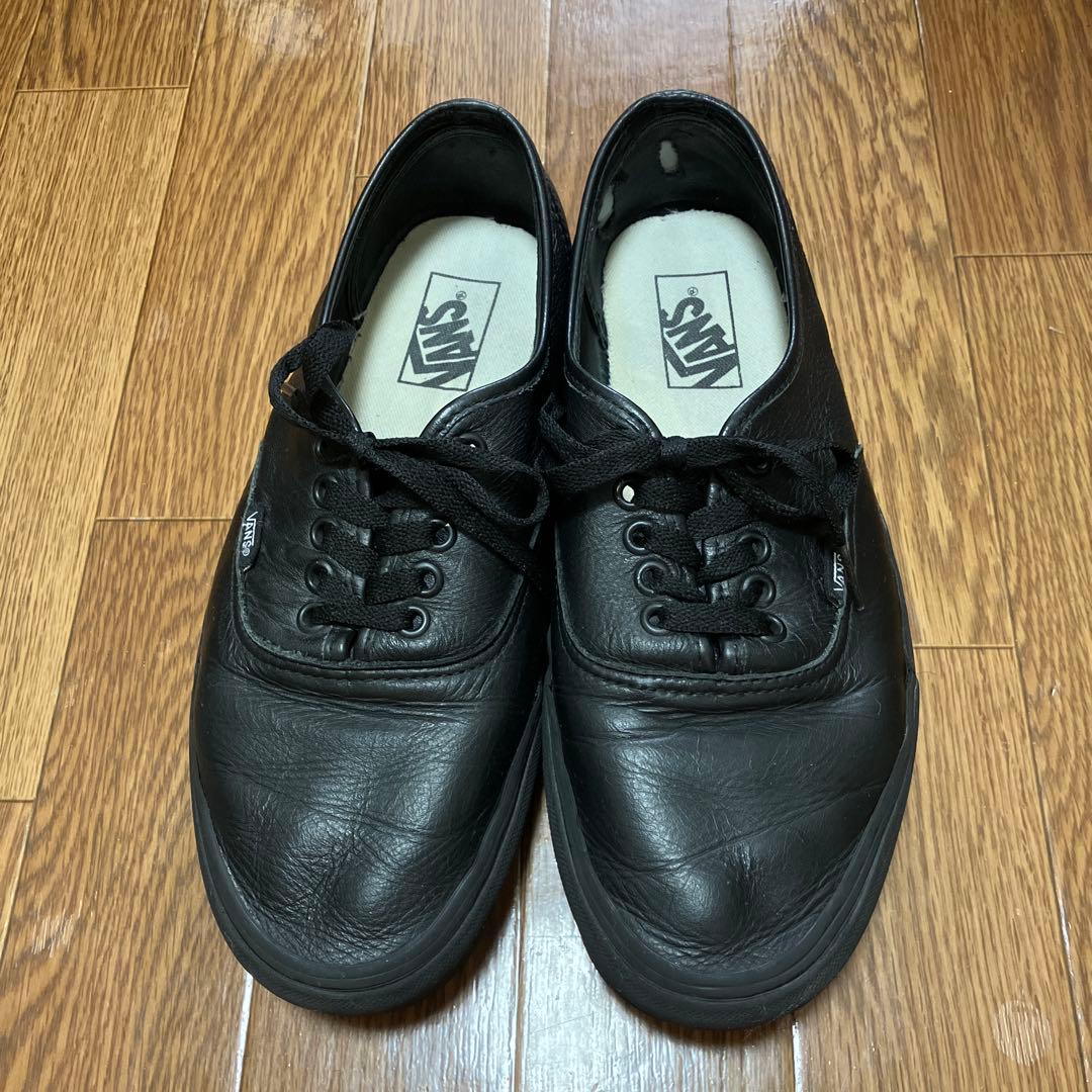VANS AUTHENTIC オーセンティック レザー 革 オールブラック 27 - メルカリ