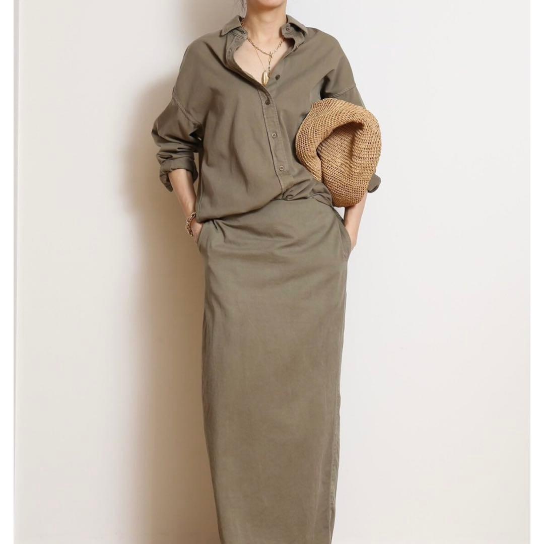 2024 ドゥーズィエムクラス badassシャツ カーキ オーバーサイズ