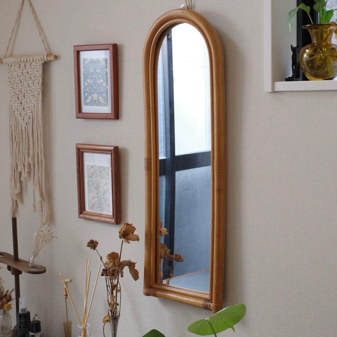 大幅値下】ラタンミラー 壁掛け アンティーク 昭和レトロ - メルカリ