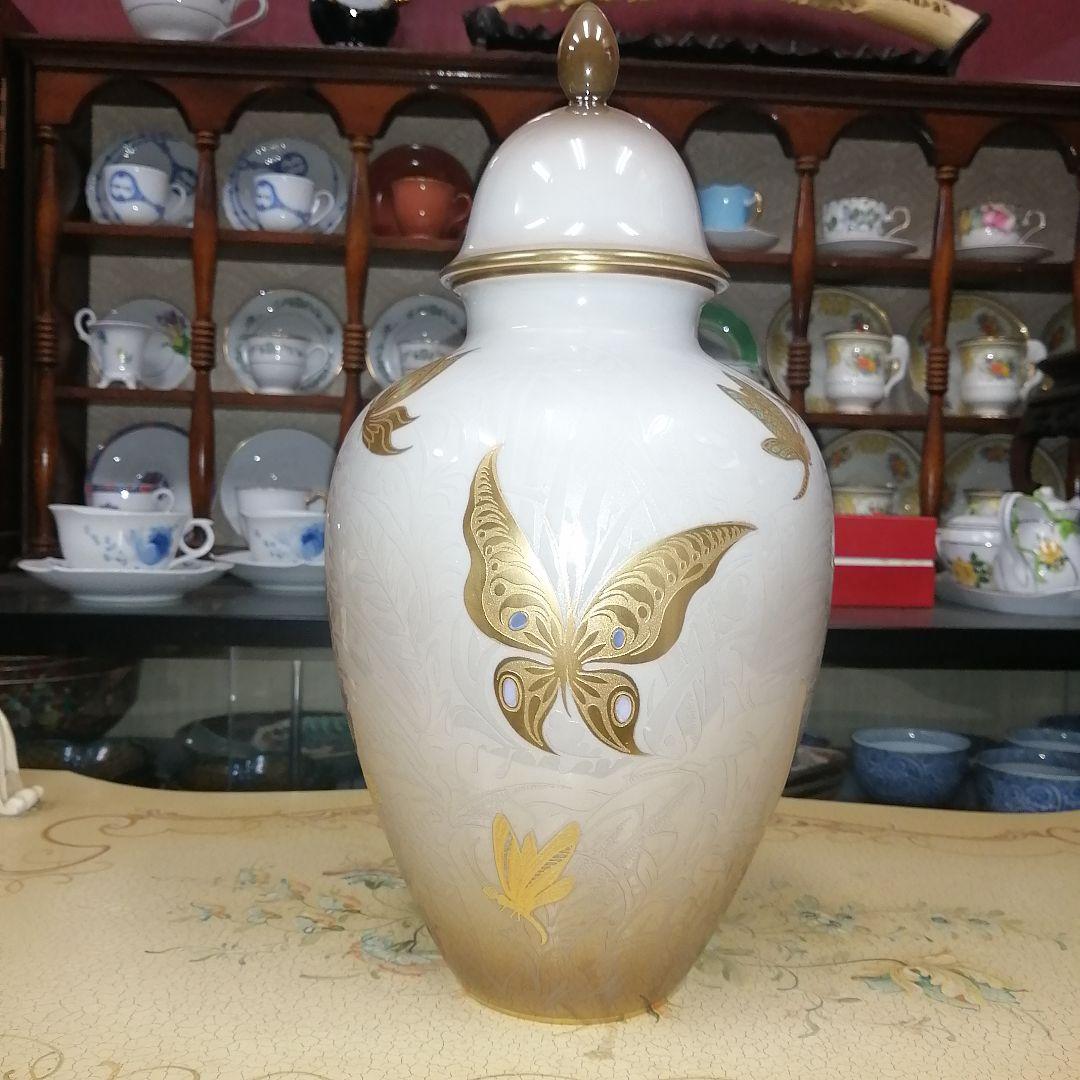 イタリア　アートモルベッリ　花瓶　金彩金蝕　陶磁器　蓋付き　飾り壷 イタリア アートモルベッリ 花瓶 金彩 金蝕 陶磁器 - メルカリ