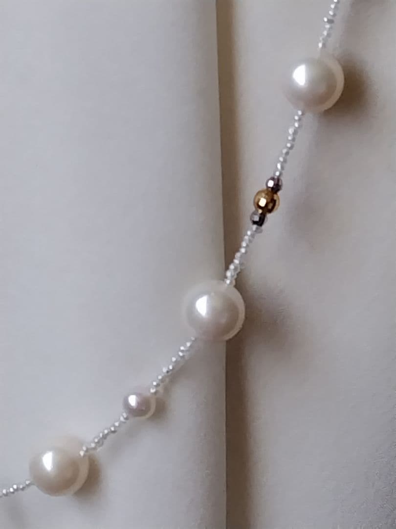 アコヤ真珠、あこやベビーパール、あこや砂芥子パールのセミロングネックレス