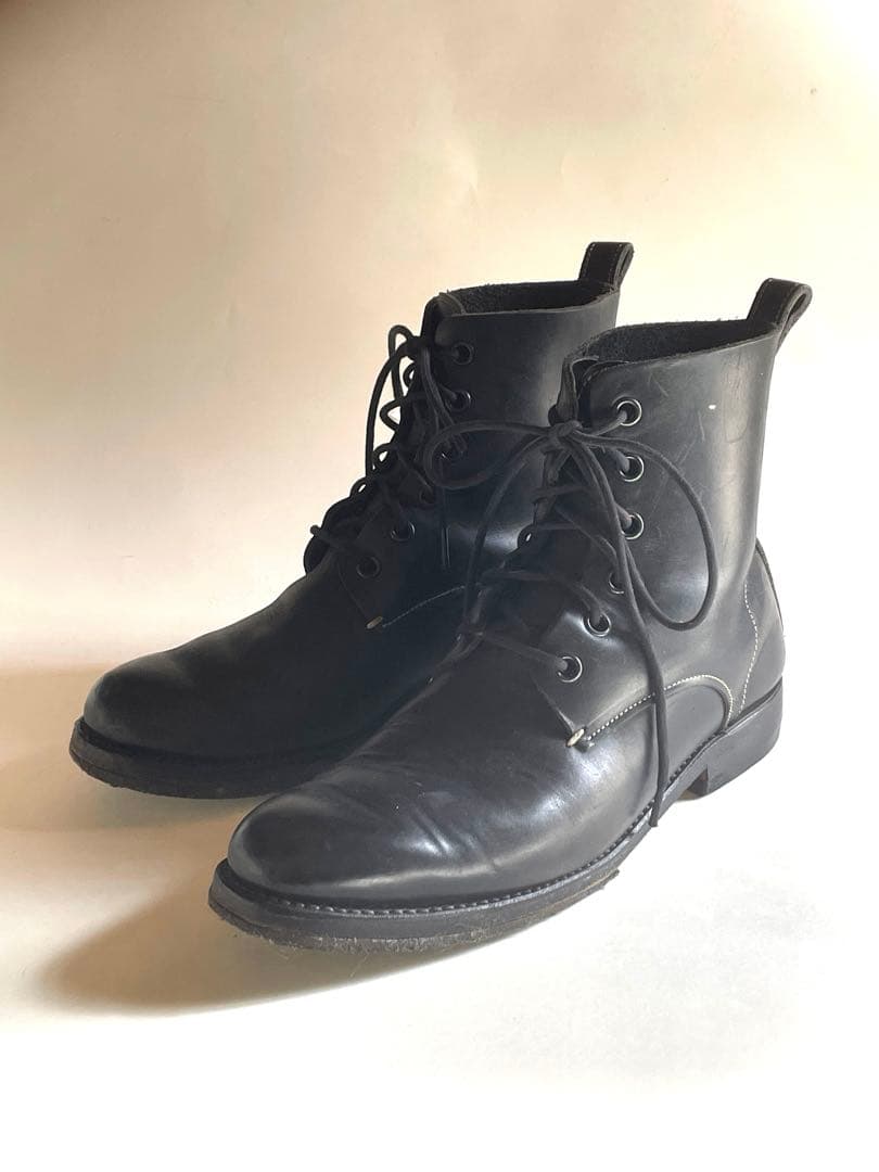 ブラックレースアップレザーブーツ　sunsea 6hole ABC-MART ブーツ ABC SELECT エービーシーセレクト 6HOLE LACE UP 8 6