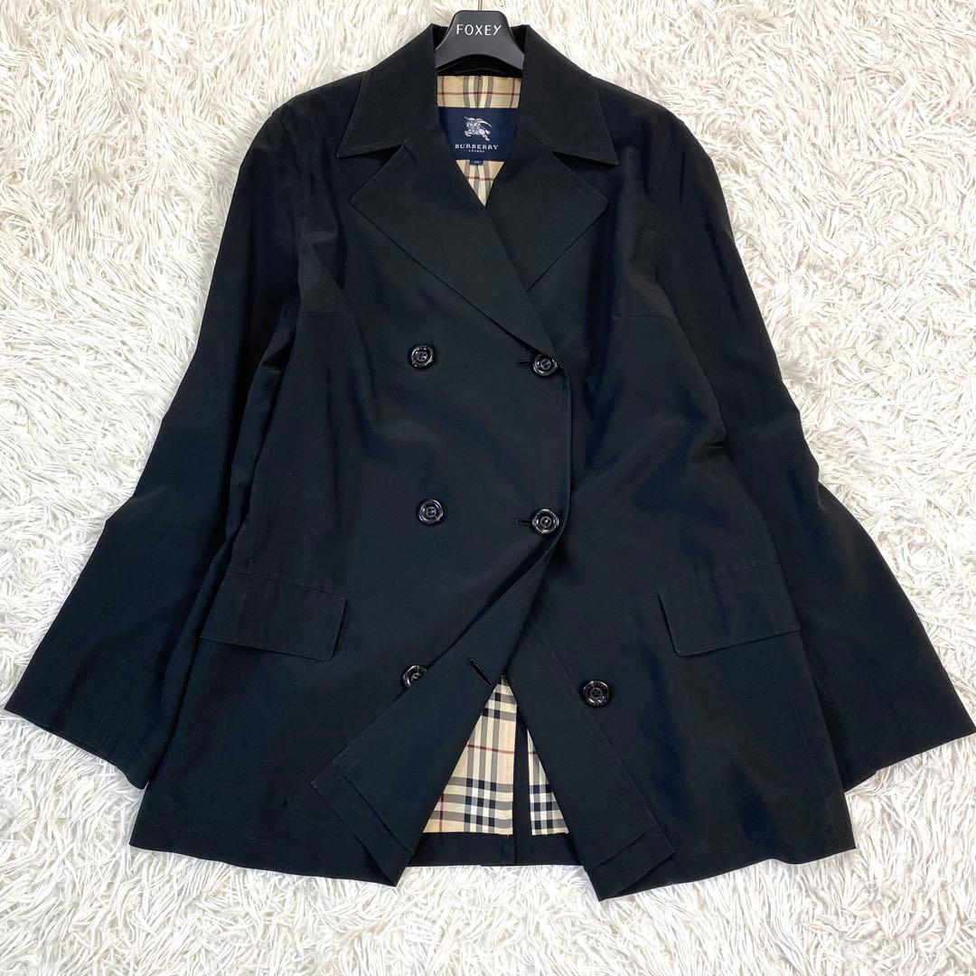 バーバリーロンドン✨トレンチコート チェスター イタリア製生地 ノバチェック 黒 バーバリー ロンドン BURBERRY LONDON トレンチコート ノバチェック