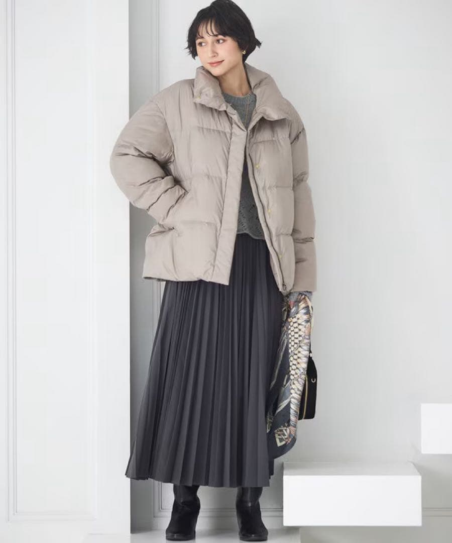 23区今季新品Oggi掲載シレータフタ ハイネック ショート ダウンコート