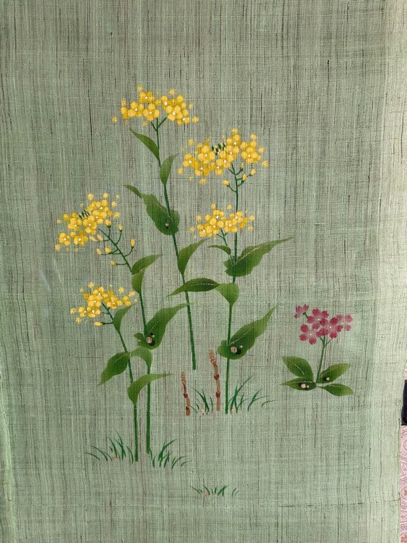 手描手染のれん「春の訪れ　若草」小川光章新品