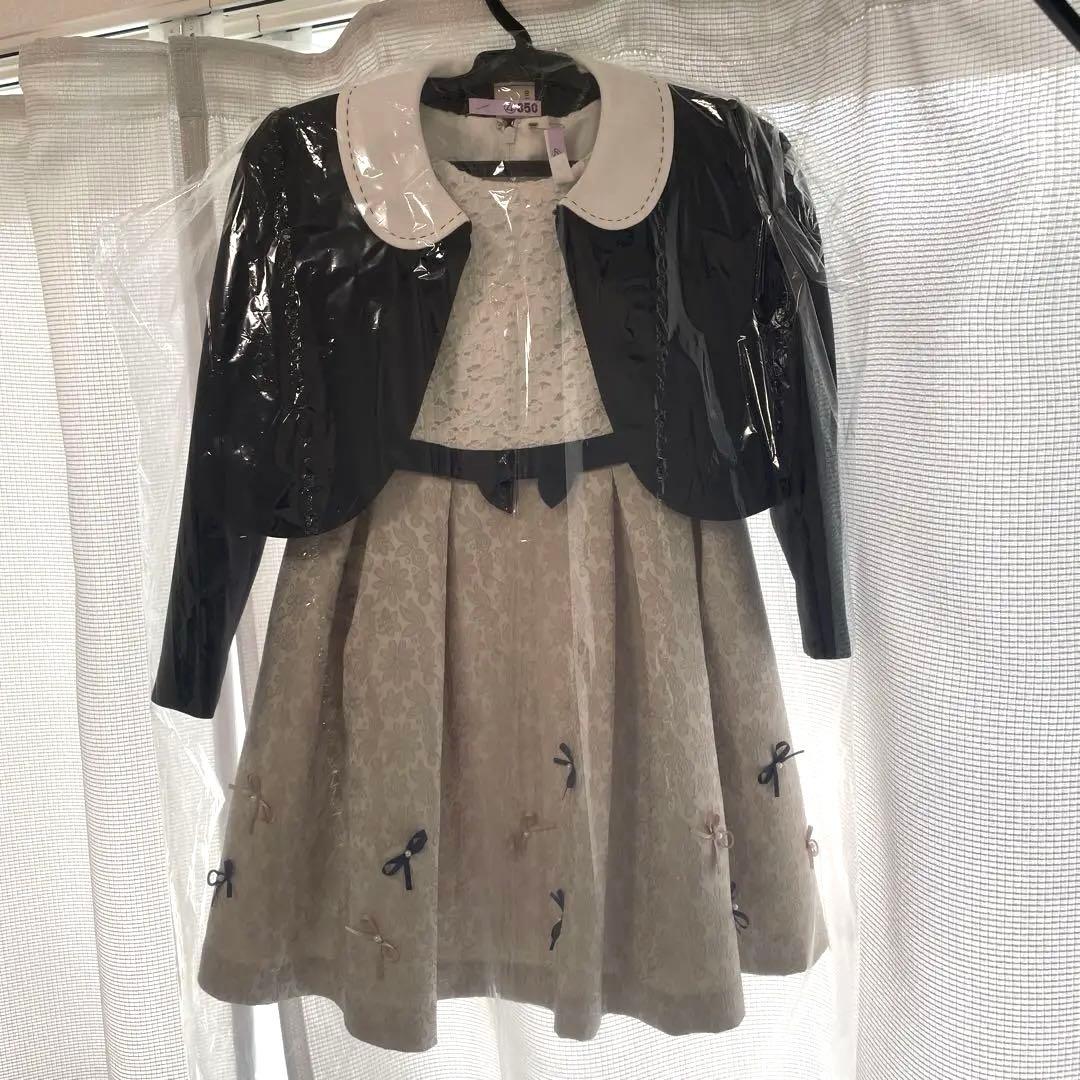 美品　プティマイン　セレモニードレス　110cm petit main プティマイン(petit main)フラワーレースセレモニーセット