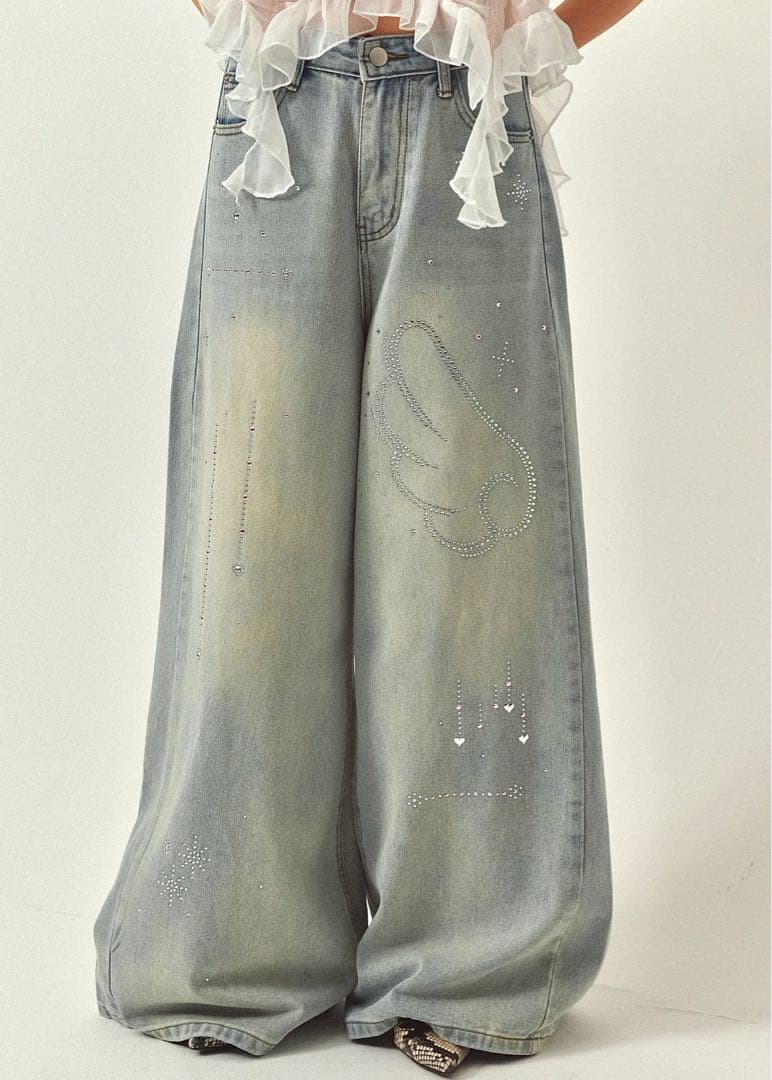 Pellicule ペリキュール　デニムパンツ　ライトブルー lily-yspirit pants｜PELLICULE | ぺリキュール