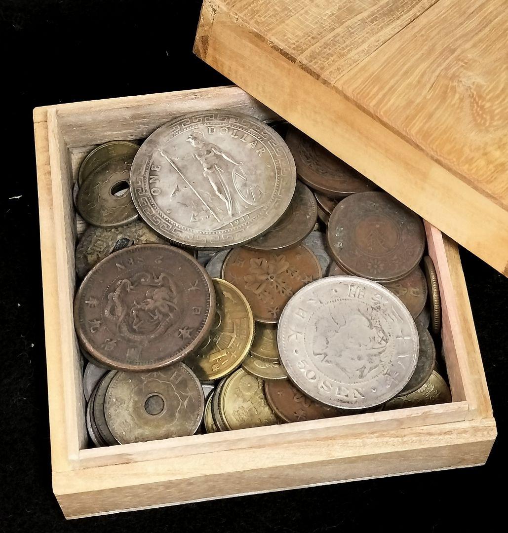 古銭銀貨銅貨穴銭など雑銭色々 桐箱おまけ 日本古銭中国 - メルカリ