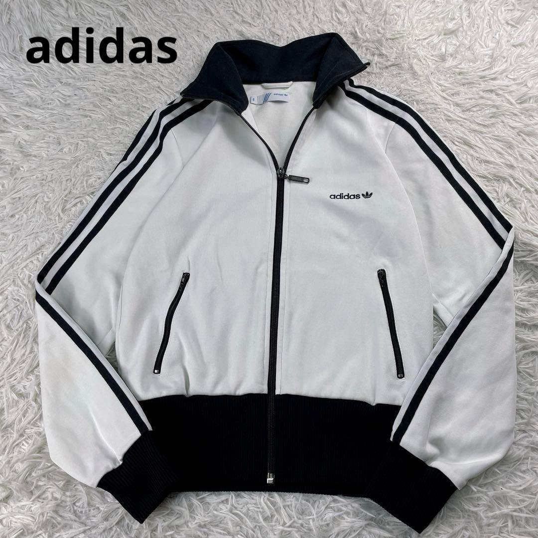 アディダス トラックジャケット 襟高 刺繍ロゴ 3本ライン　トレフォイル