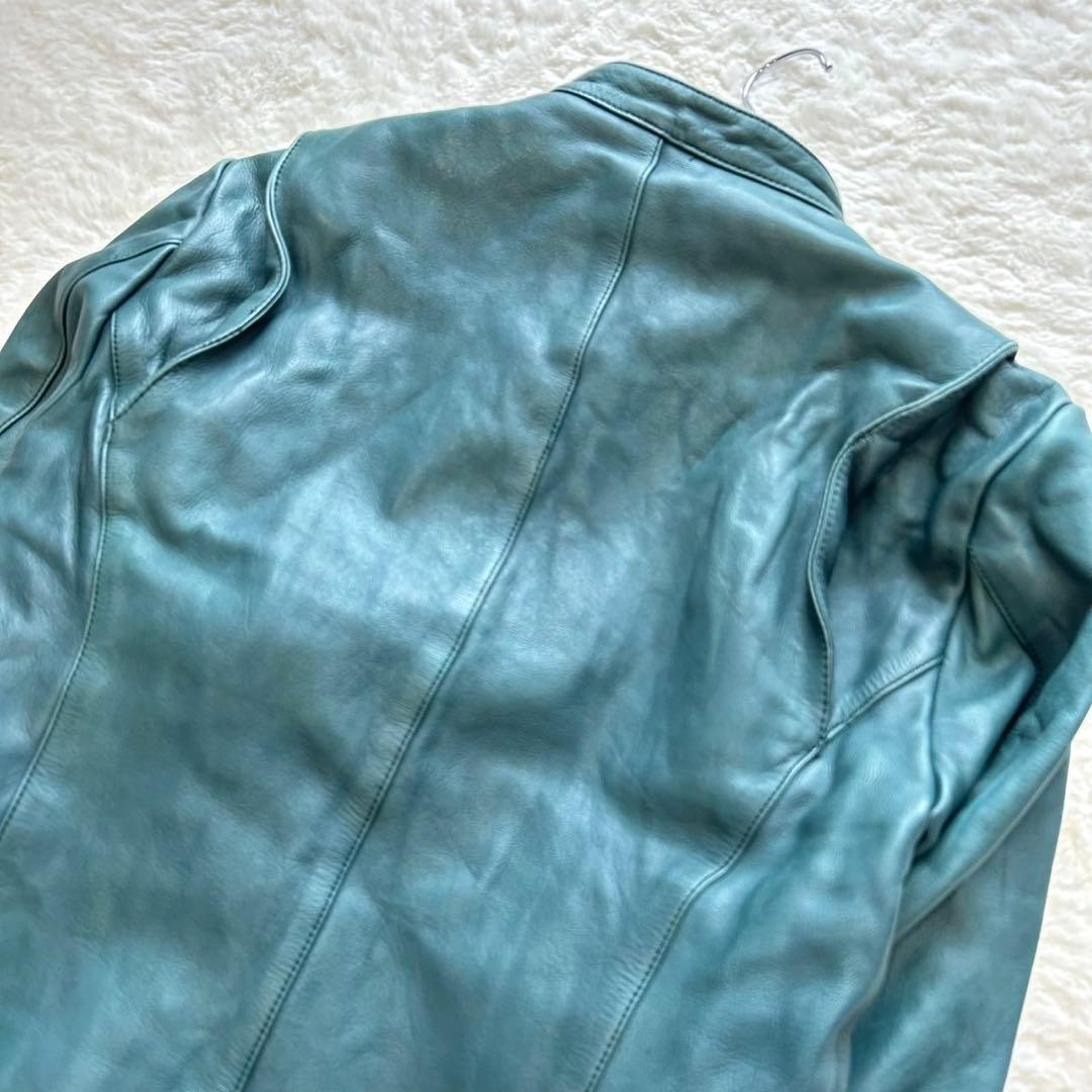 希少】SHELLAC カウレザー シングルライダース y2k ブルー 46