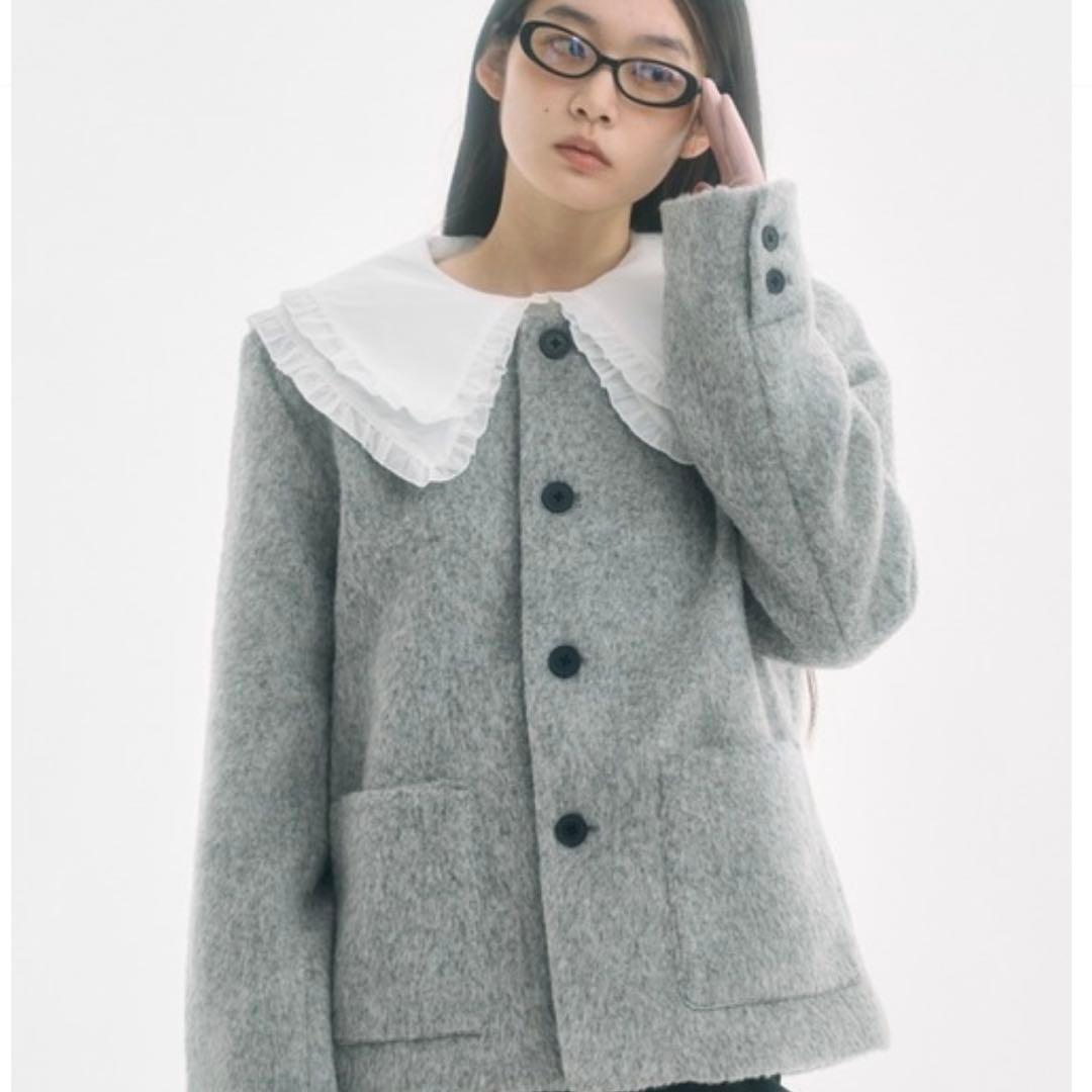 fekete fw25 ノーカラーウールシャギージャケット S - メルカリ