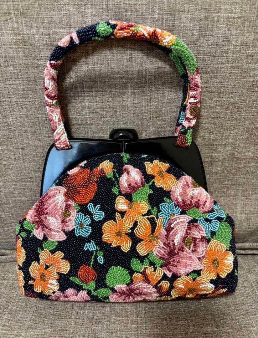 皇室御用達 Lumy はしもと 花柄刺繍 ビーズバッグ 和装 パーティー