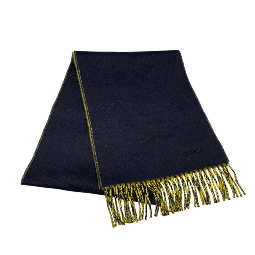 《超美品》HERMES エルメス ダブルフェイス カシミヤ マフラー ストール