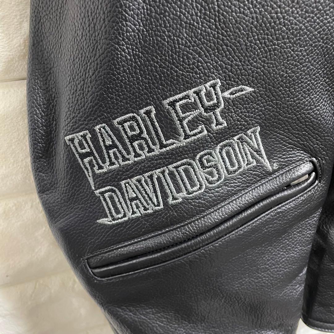 新品 ハーレーダビッドソン スカル ドクロ刺繍 レザージャケット