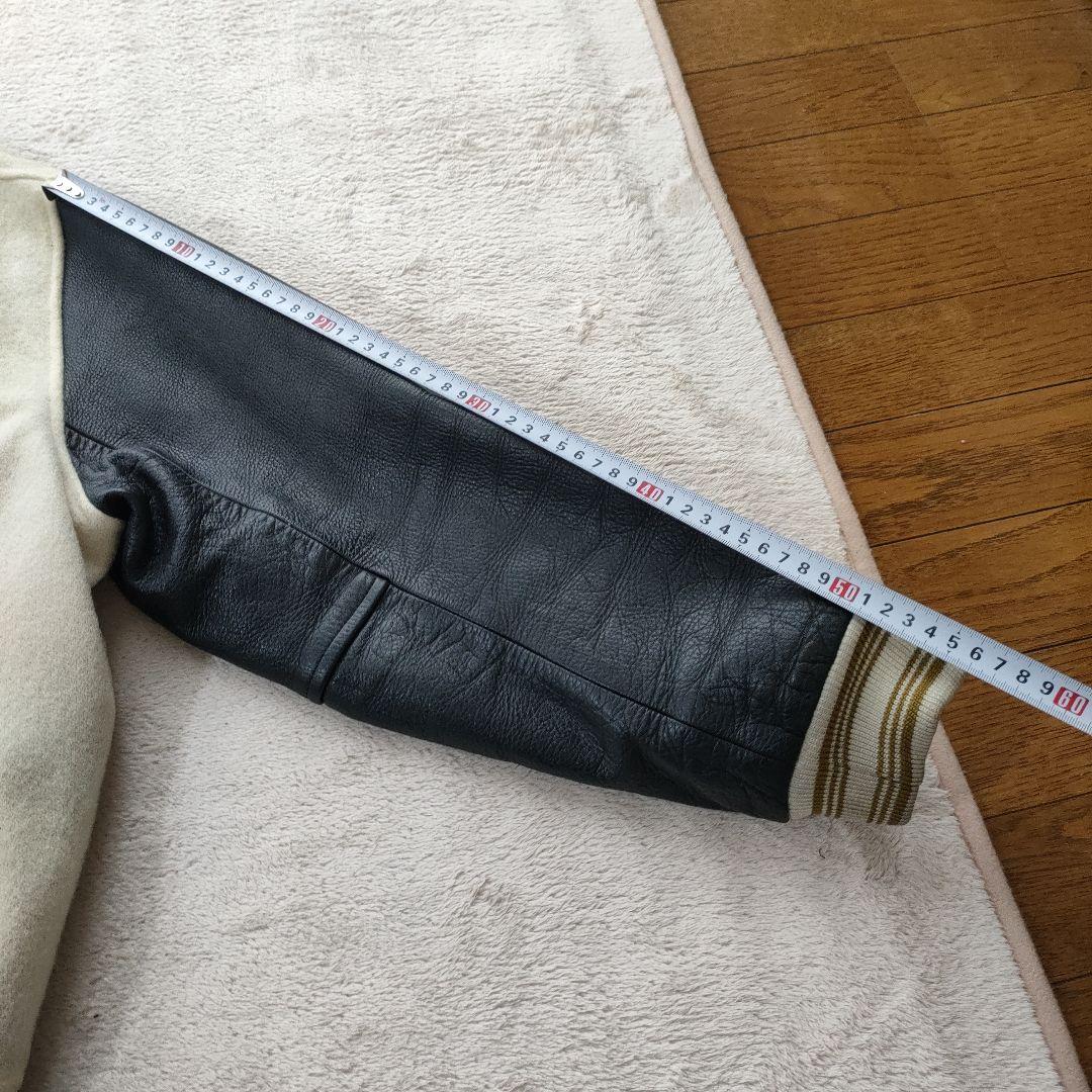 80's FLANDRE 刺繍ロゴ ウールレザースタジャン 古着 - メルカリ