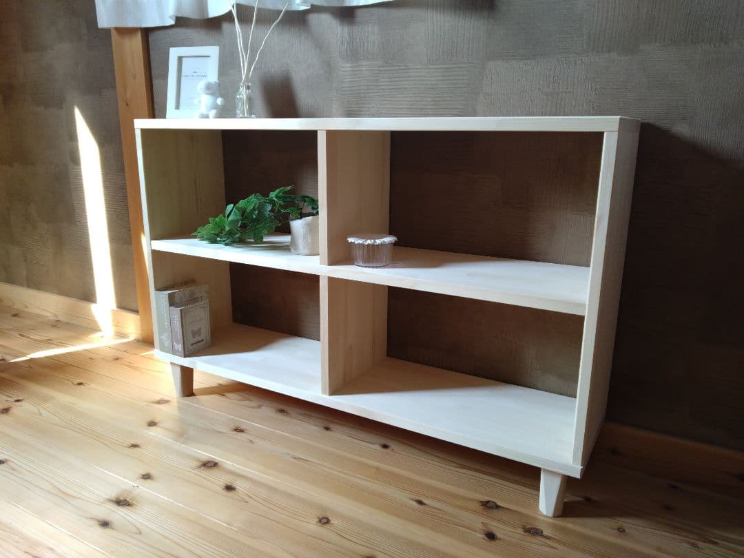 送料無料】天然木 赤松集成材 足付きスタッキングシェルフ 子供本棚