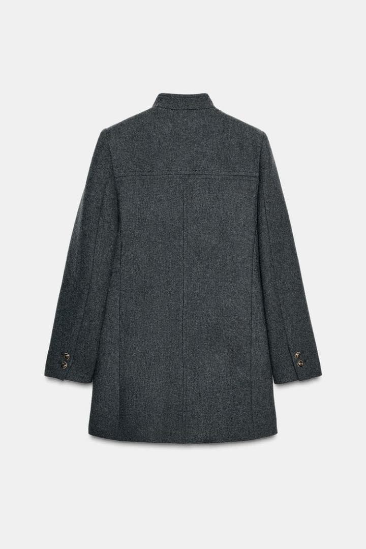 ZARA ウールダブルブレストコート グレー XL