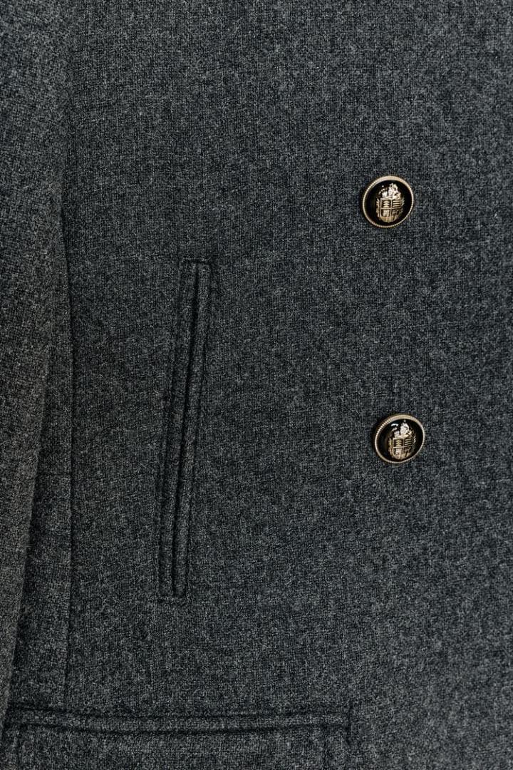 ZARA ウールダブルブレストコート グレー XL