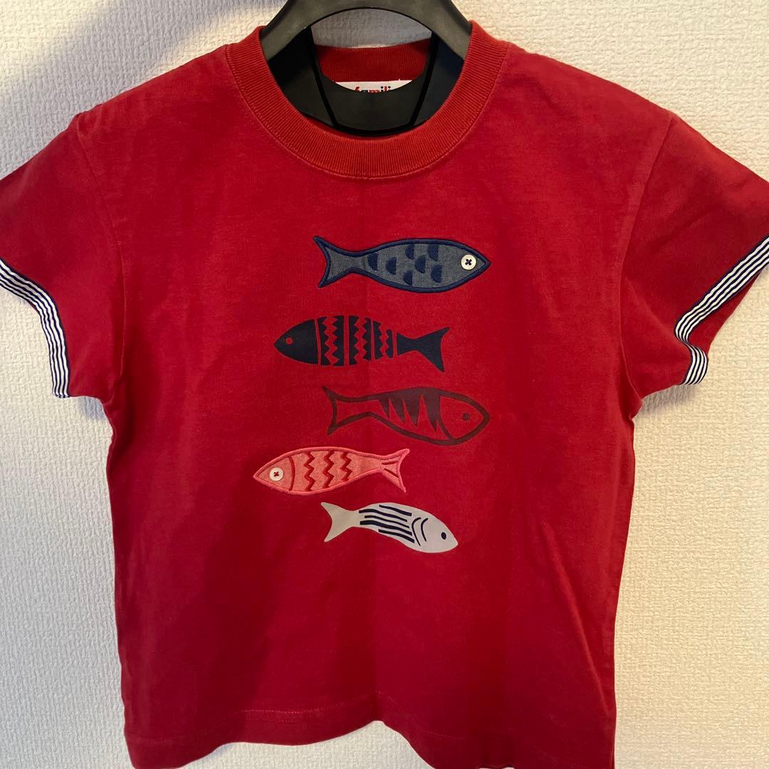 familiar 魚刺繍 Tシャツ 110cm 赤 - メルカリ